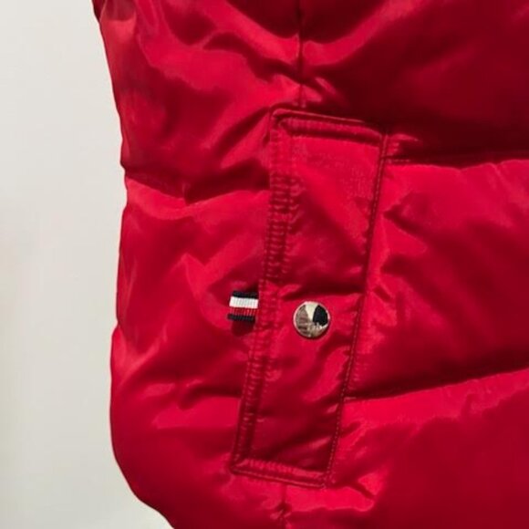 Tommy Hilfiger Red Puffer Vest Women's Small Petite Full Zip - Picture 3 of 7